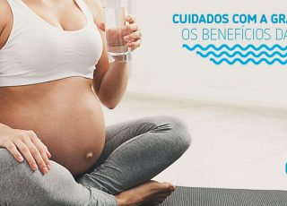 imagem ilustrando uma mãe tomando água. Benefícios da água durante a gravidez