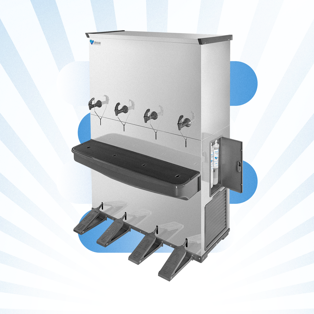 Bebedouro Industrial Cânovas RESIST 200 • INOX • Acionamento por Pedal