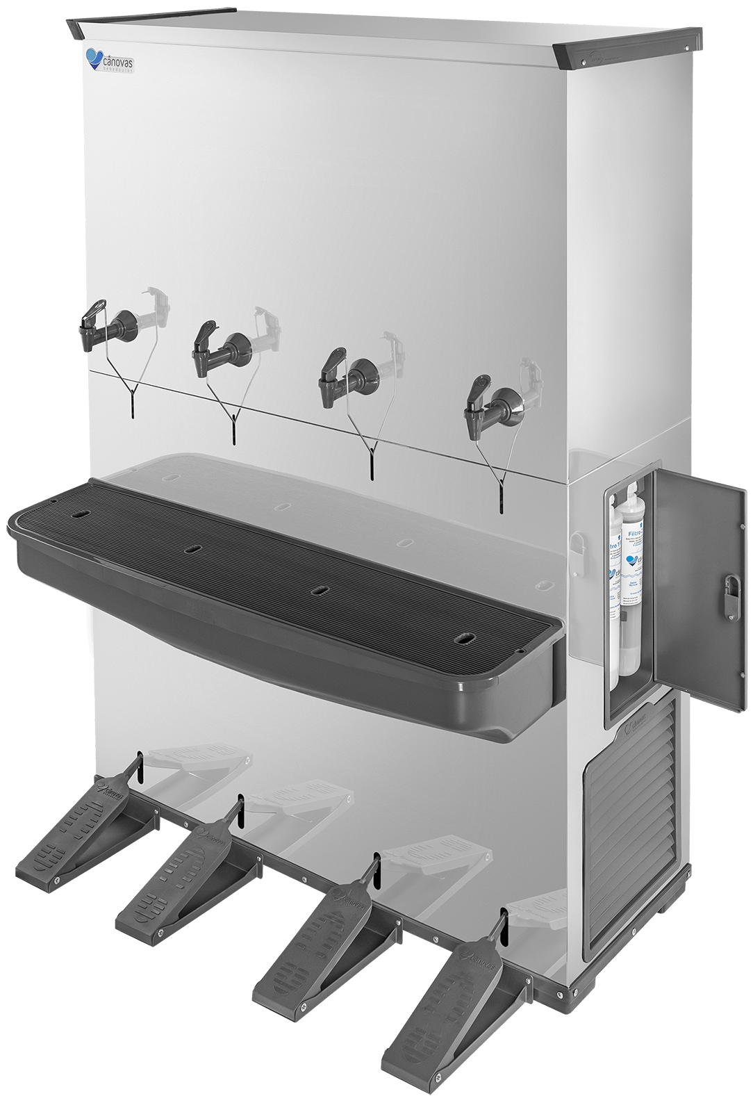 Bebedouro Industrial 200L RESIST em Inox - SEM contato manual, com 4 torneiras (1 natural)