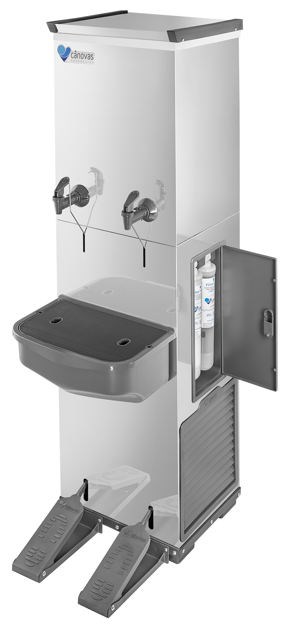 Bebedouro Industrial 50L RESIST em Inox - SEM contato manual, com 2 torneiras (1 natural)